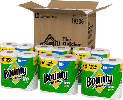 Bounty Quick Size Paper Towels, White, 8 Family Rolls