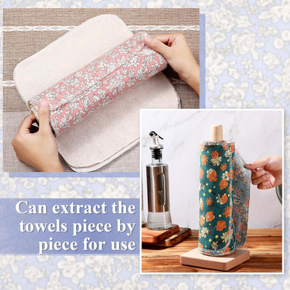 Redbaker 50 Pcs Reusable Paper Towels Paperless Reusable Cotton Cloths Toilet Absorbent Washable Paper Towels with Roll Kitchen Dishcloth for Kitchen Paperless Dishcloths(Stripe)