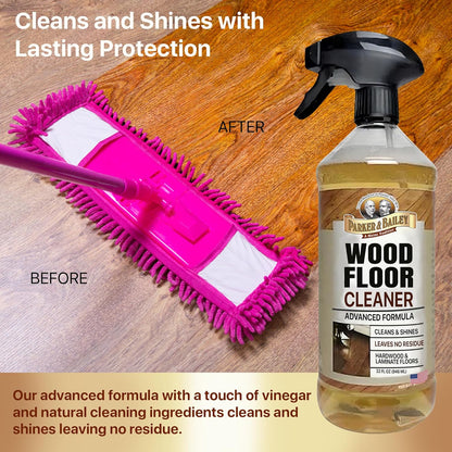 Parker & Bailey Wood Floor Cleaner – Use on Hardwood, Laminated or Faux Finished Floors. Shine Restorer Protector, Surface Cleaner Supplies Home Improvement, Natural Look, Cuts Grease 22 Oz