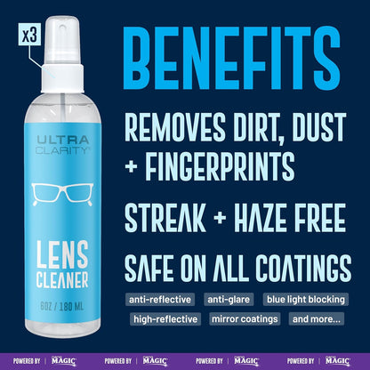 Powered by Nano Magic Eyeglass Lens Cleaning Spray 6 oz (1 Pack) | Professional Grade Formula, Silicone-Free | for Glasses, Phone, Electronic Screens, Optic Surfaces, Coated Surfaces - Made in USA