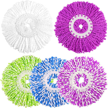 NICEMOVIC 5 Pack Spin Mop Replacement Head for 360° Spin Mop System, Round Shape Standard Universal Size Mop Head, Microfiber Spin Mop Refills Easy Cleaning and Machine Washable
