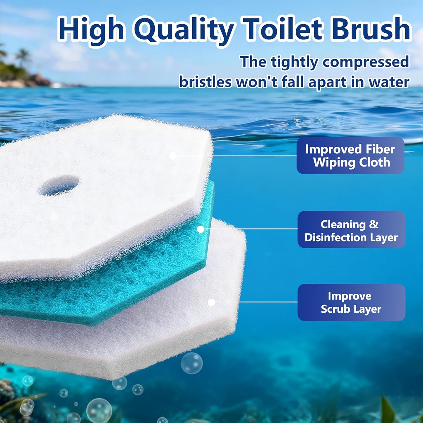 80 Toilet Wand Refills for Clorox Toilet Wand, Disposable Toilet Brush Head with Rich Foaming, Extra Thick Triple-layer Refills, Strong Cleaning & Scrubbing Power, Won't Fall Off or Fall Apart