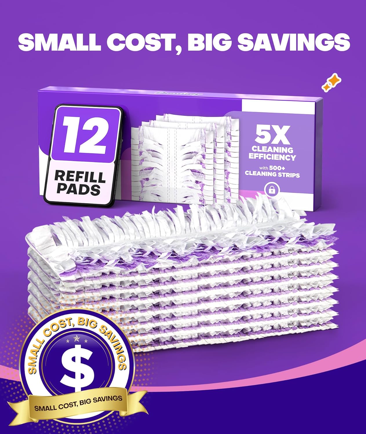 5X Cleaning Power Mop Refills for Swiffer Power Mop, 500+ Strips Multi-Surface PowerMop Refill Pads, 30 Count Disposable Powermop Wood Mops, Replacement Mopping Pad for Floor Cleaning