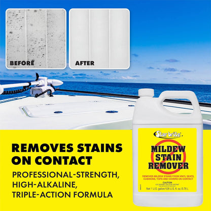 STAR BRITE Professional-Grade Mildew & Mold Stain Remover + Cleaner - Instant Contact Stain Removal, Ideal for Marine & Outdoor Upholstery
