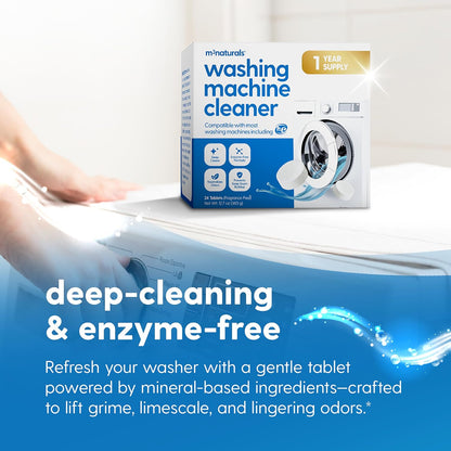 Dishwasher Cleaner & Deodorizer Tablets, Fights Grime, Grease, Limescale, Residue & Odor, Heavy Duty Cleaning Descaler Pods, Septic Safe, 24 Fresh Apple Scented Tablets, 1-Year Supply, by M3