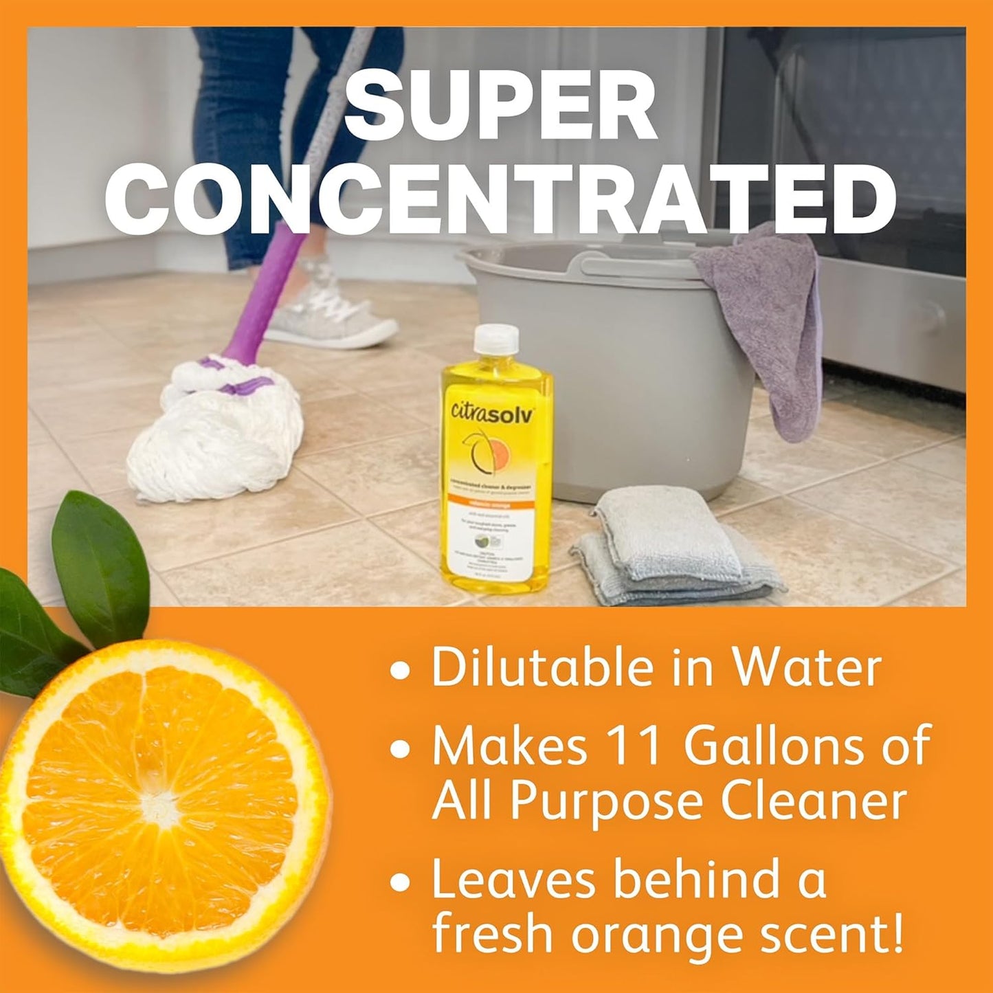 Citra Solv All Purpose Cleaning Spray – Powerful Citrus Degreaser for Kitchen & Bathroom, Multi-Surface Cleaner, No Harsh Chemicals, Valencia Orange 22oz