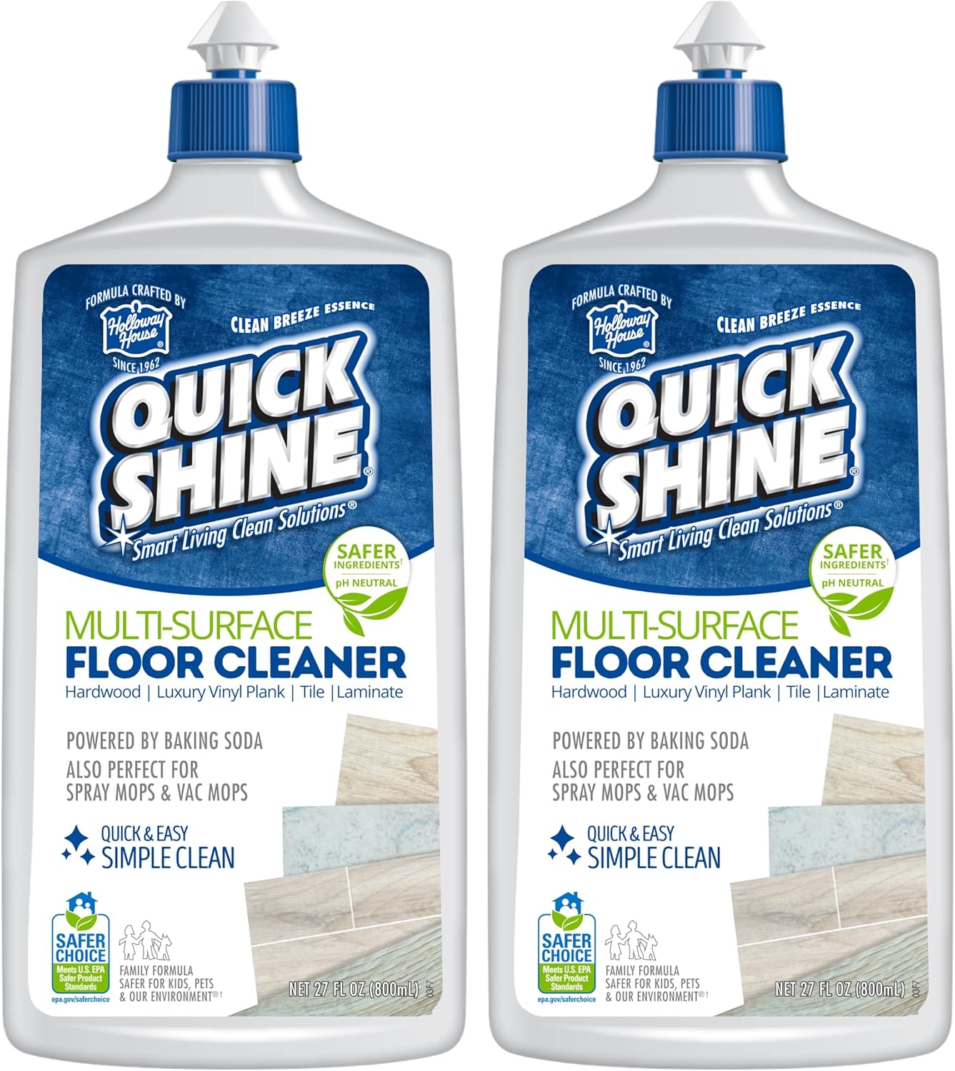 Quick Shine Multi Surface Floor Cleaner 64oz, Ready to Use-Streak Free-No Rinse, Use on Hardwood, Laminate, Luxury Vinyl Plank & Stone, Use in Spray Mops & Vac Mops, Safer Choice Cleaner