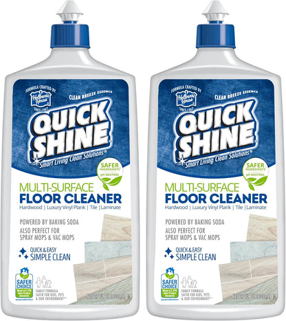 Quick Shine Multi Surface Floor Cleaner 64oz, Ready to Use-Streak Free-No Rinse, Use on Hardwood, Laminate, Luxury Vinyl Plank & Stone, Use in Spray Mops & Vac Mops, Safer Choice Cleaner