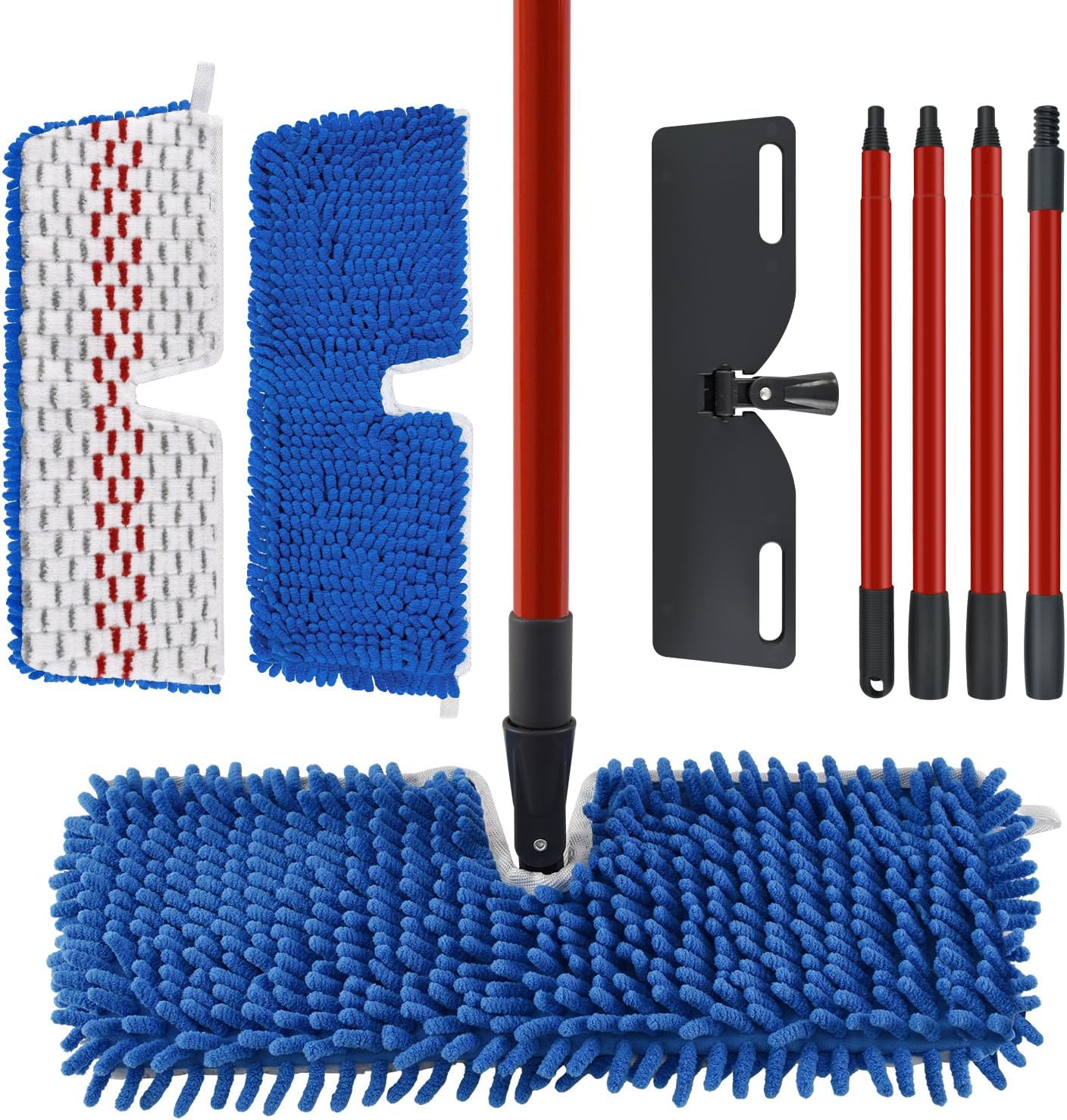 Microfiber Dust Mop Set for Floor Cleaning, Flat Mop for Wet & Dry to Clean Washable Flip Mops Pad for Ocedar Hardwood Floor 'N More 3-Action Mop, Adjustable 58" Mops Handle & 2 Reusable Refill & Base