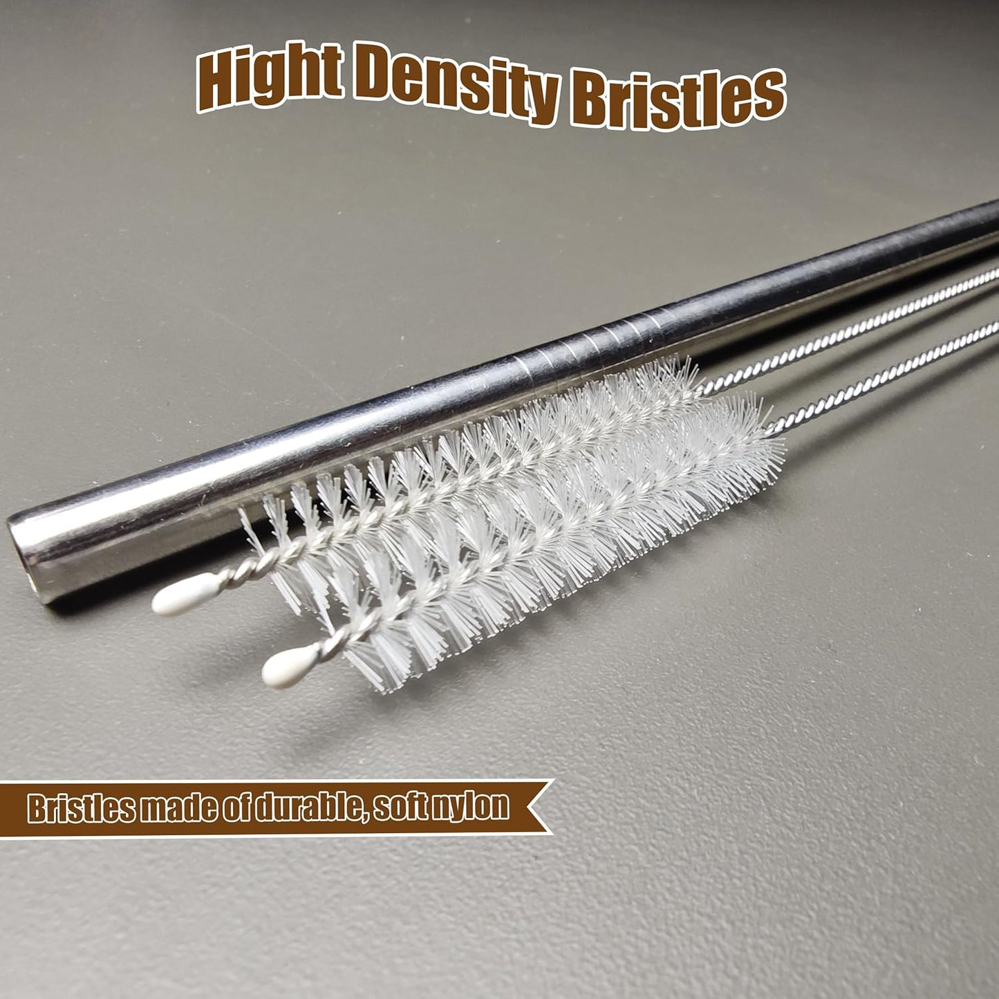 Straw Cleaner Brush, Straw Cleaning Brush by 304 Stainless Steel and Nylon Bristles, Hummingbird Feeders, Glass/Silicone Straws or Brush for Cleaning Straws.