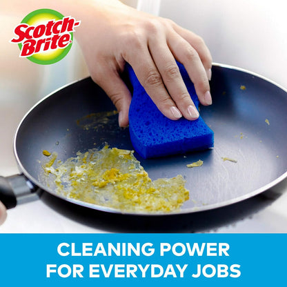 Scotch-Brite Zero Scratch Scrub Sponge, 3 Kitchen Sponges for Cleaning Around the Home, Bathroom & More, Effective + Gentle Dish Scrubber, Best for Nonstick Pots and Pans, Safe on Most Surfaces