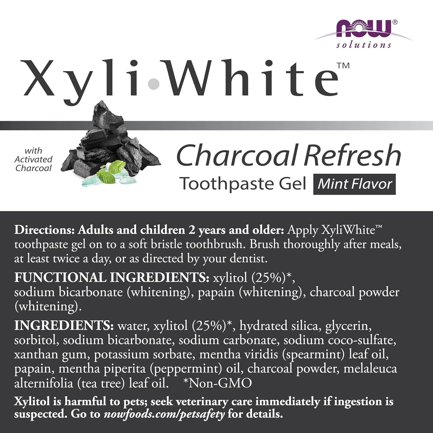 NOW Solutions, Xyliwhite™ Toothpaste Gel, Platinum Mint, Cleanses and Whitens, Fresh Taste, 6.4-Ounce