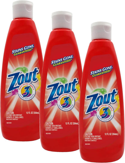 Zout Laundry Stain Remover, Triple Enzyme Formula for Blood, Tomato Sauce, & Oil Stains, Made in USA, 12 Ounce Squeeze Bottle with Flip Top Cap