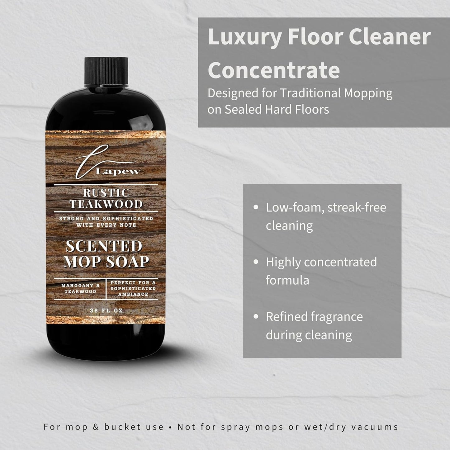 Lapew Santal Scented Mop Soap - Luxury Floor Cleaner Concentrate for Mopping Tile, Laminate, Vinyl & Hardwood | Streak-Free, Low-Foam | 36 oz - Colors C