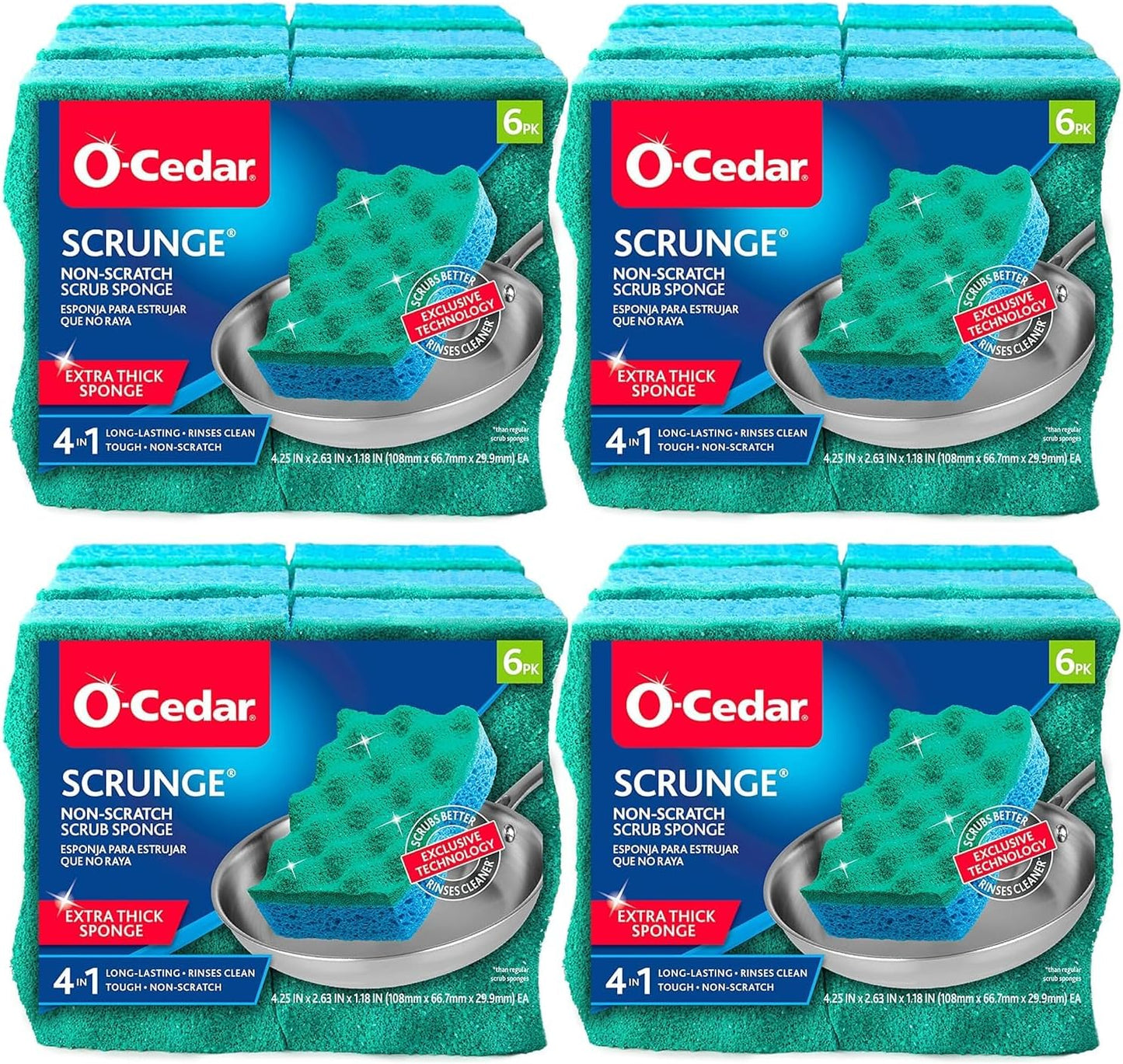 O-Cedar Multi-Use Scrunge Scrub Sponge 6 Count (Pack of 2)