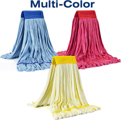 Matthew Cleaning Microfiber Tube Mop(Meduim,Blue,3Pack) Heavy Duty Mop Head Replacement,Excellent Absorbency,Premium launderability,Reusable,Loop end for Home,Commercial&Industrial Use