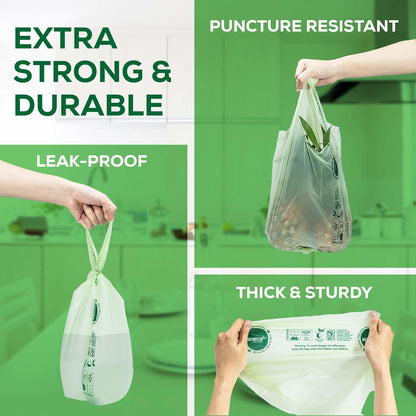 (Include 10 Bonus Bags) ANECO 100% Compostable Waste Bags 2.6 Gallon, Extra Thick Kitchen Small Compost Bags for Countertop Bin, 110 Count (100 + 10 Extra)