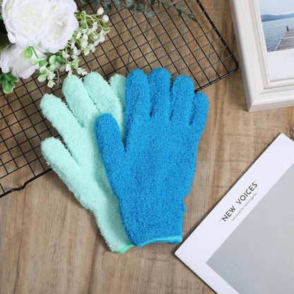 Nogeqi 2 PCS Microfiber Gloves for Plants, Reusable Dusting Gloves, Washable Microfiber Dusting Mitt for Plants Cars House Furniture Blinds Kitchen Small Objects Cleaning (Mint Green, Royal Blue)