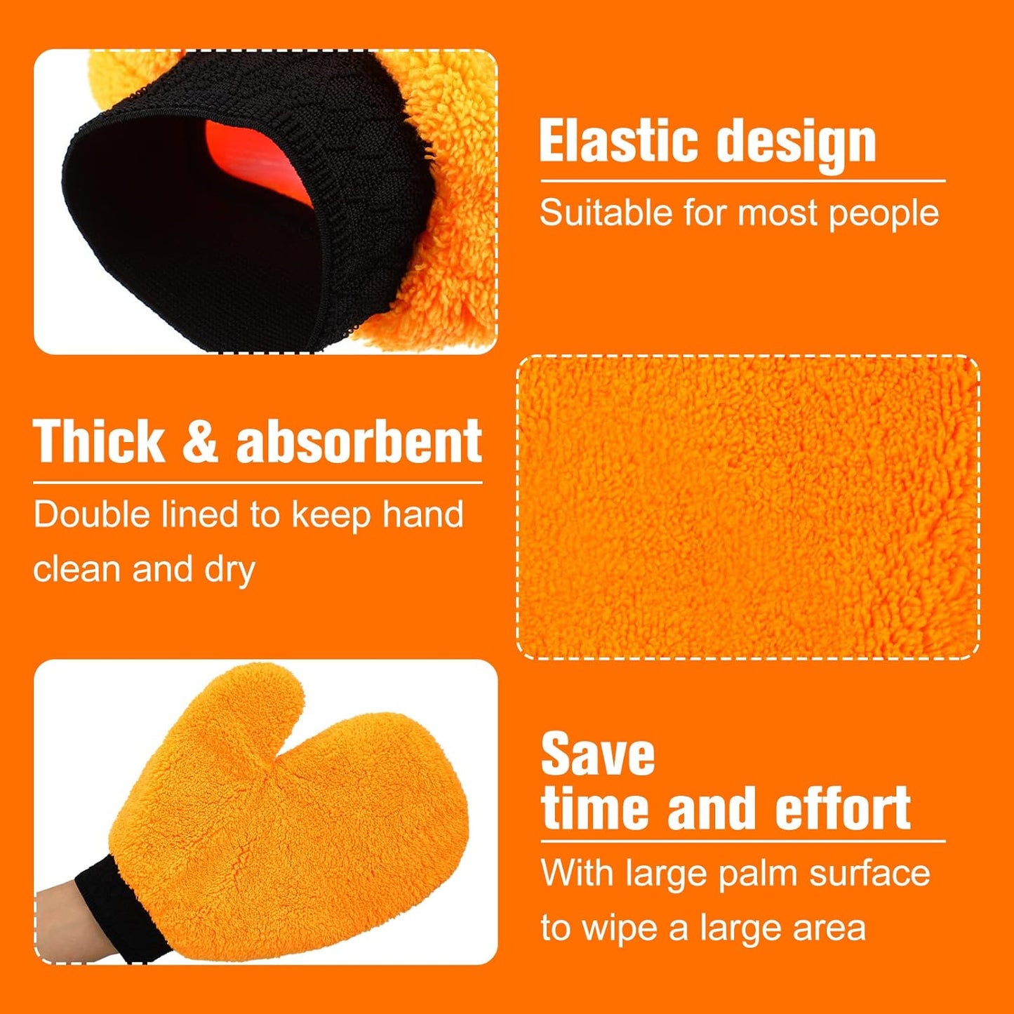 Remerry 6 Pcs Microfiber Mitts with Thumb for Cars Paint Wash Gloves Terry Weave Dusting Mitts