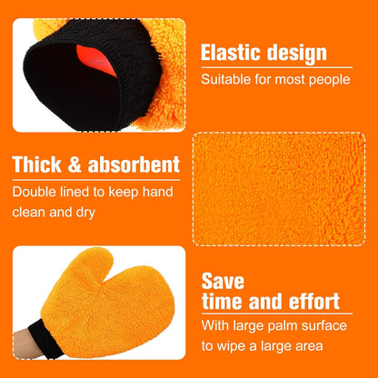 Remerry 6 Pcs Microfiber Mitts with Thumb for Cars Paint Wash Gloves Terry Weave Dusting Mitts