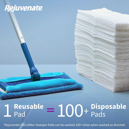 Rejuvenate Microfiber Sweeper Pads, Fit Swiffer Sweeper Mops for A Sustainable Alternative to Disposable Cleaning Pads, Trap Dirt, Dust and Hair and Remove Dirt and Grime, 5 Count