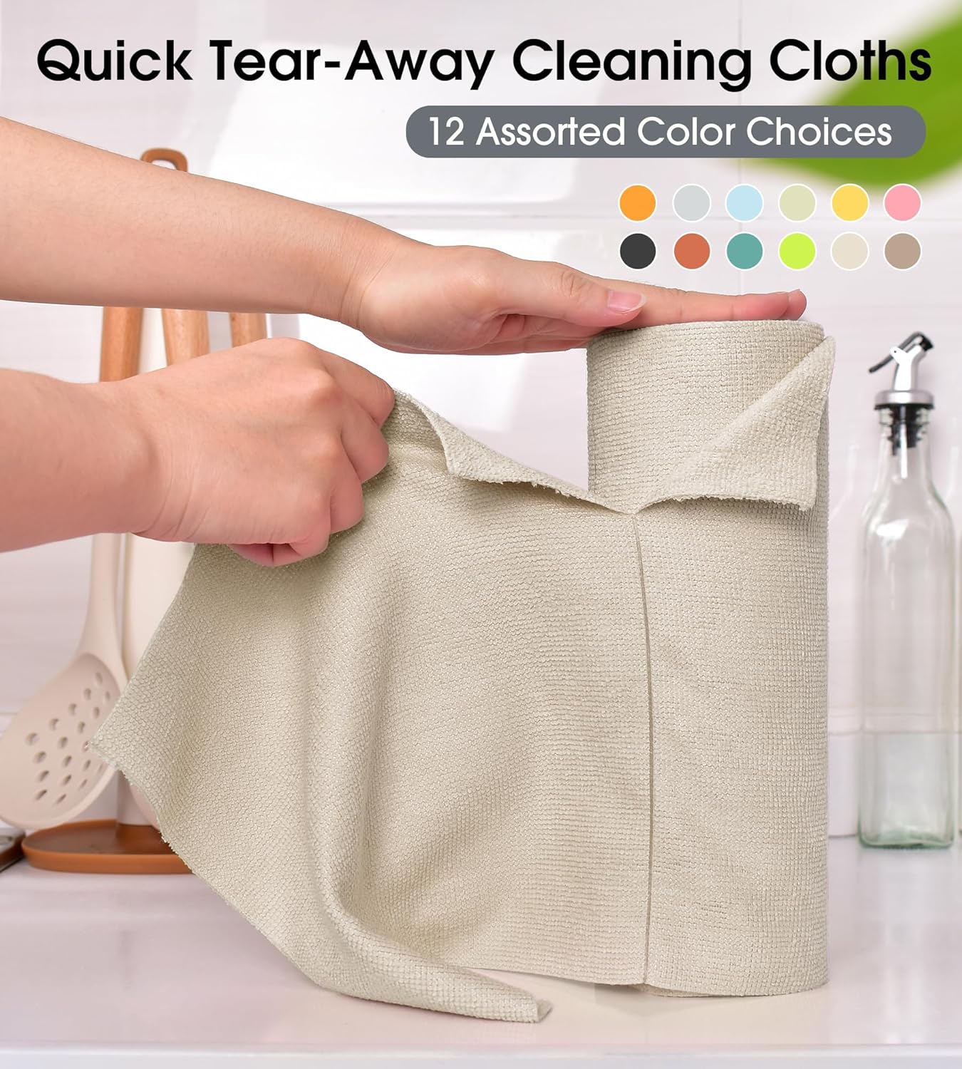 KitchLife Microfiber Cleaning Cloth Roll - Tear-Away Reusable Microfiber Paper Towels, Lint-Free, Washable, 20 Sheets for Kitchen, Car, Dishes, and Sensitive Surfaces (Pink)