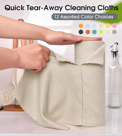 KitchLife Microfiber Cleaning Cloth Roll - Tear-Away Reusable Microfiber Paper Towels, Lint-Free, Washable, 20 Sheets for Kitchen, Car, Dishes, and Sensitive Surfaces (Pink)