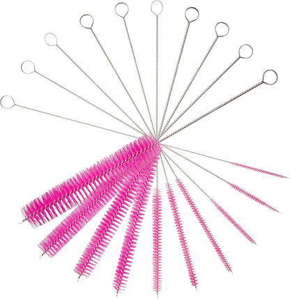 10" Tube Cleaning Brush Set, 5 Pack Large, Extra Long Nylon Straw Brushes with Flexible Handles for Bottles, Cleaning Straws, Pipe Cleaners, Keyboard, Glass, Guns, Detailing and Deep Cleaning, Black