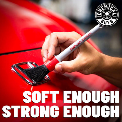 Chemical Guys Boars Hair Detailing Brush - Gentle Scratch-Free Cleaning for Wheels, Grilles, Emblems, and Interior Surfaces - Versatile Multi-Purpose Auto Detailing Brush for Deep Cleaning - Acc_S90