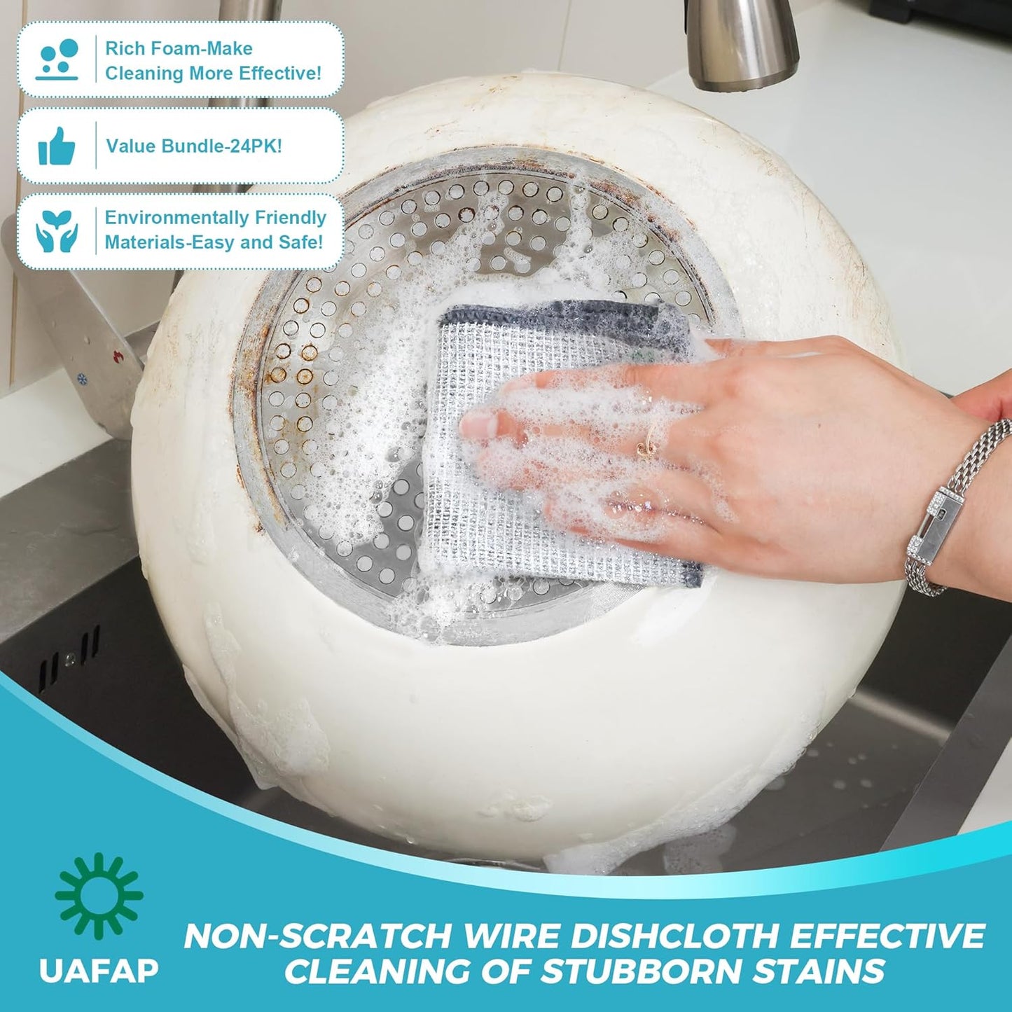 12 PCS Non Scratch Wire Dishcloth, Cleans Fast Without Scratching, Stands Up to Stuck-on Grime, Multi-Surface Safe, Wire Dishwashing Rag Cleaning Power for Everyday Jobs 7.87“ x 7.87”