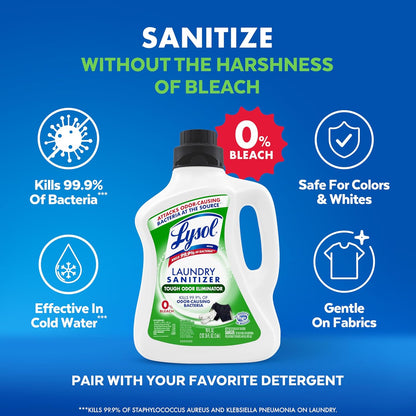 Lysol Disinfectant Laundry Sanitizer & Scent Booster, Laundry Detergent Additive, Color Safe Bleach Alternative, Laundry Odor Eliminator, Kills Bacteria & Viruses, Lavender Scent, 90 Fl Oz