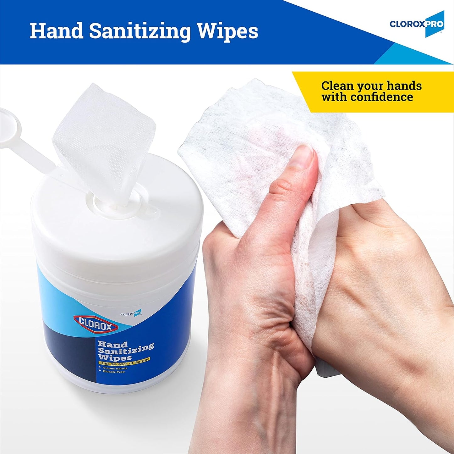 Clorox Pro Alcohol Free Hand Sanitizer Wipes with BZK, Gentle Bleach-Free Sanitizing Wipes for Hands - 0.13% BZK Formula, FDA Registered, Resealable Bulk Canister, 270 Count