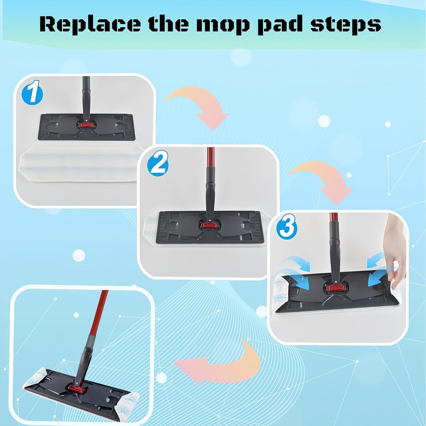 Replacement Mop Pads Compatible with Ocedar H2prO Flat Mop,Refills for O-Cedar H2pro Flat, Machine Washable Reusable Microfiber Mop Heads Replacements for Ocedar H2Pro 5 PCS