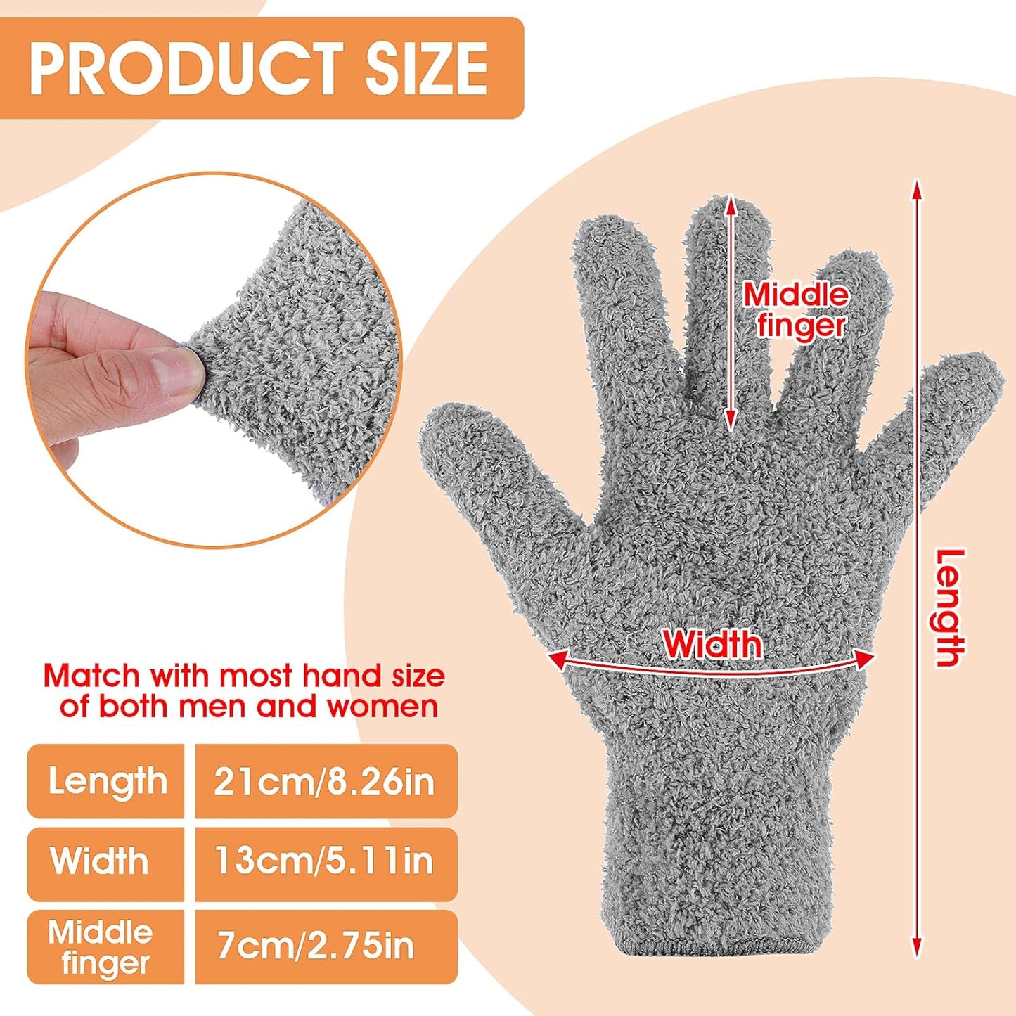 Molain Microfiber Dusting Gloves, Reusable Washable Cleaning Gloves Mittens for Plants House Cleaning Car Blinds Lamps…