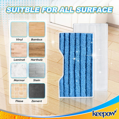 KEEPOW Reusable Mop Replacement Pads Compatible with Shark Vac Mop VM252 VM200 VC205 VM250 VM180 VM401 QM250 VM190, Washable Vacuum Mop Pad Refills, Upgraded Design of Dirt Chamber (1+3+6 Pads)