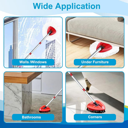 O-Cedar Spin Mop Head, Base Replacement for EasyWring 1 Tank System, 6 Microfiber Mop Refills, 1 Base and 1 Scrub Brush Set Combo, White