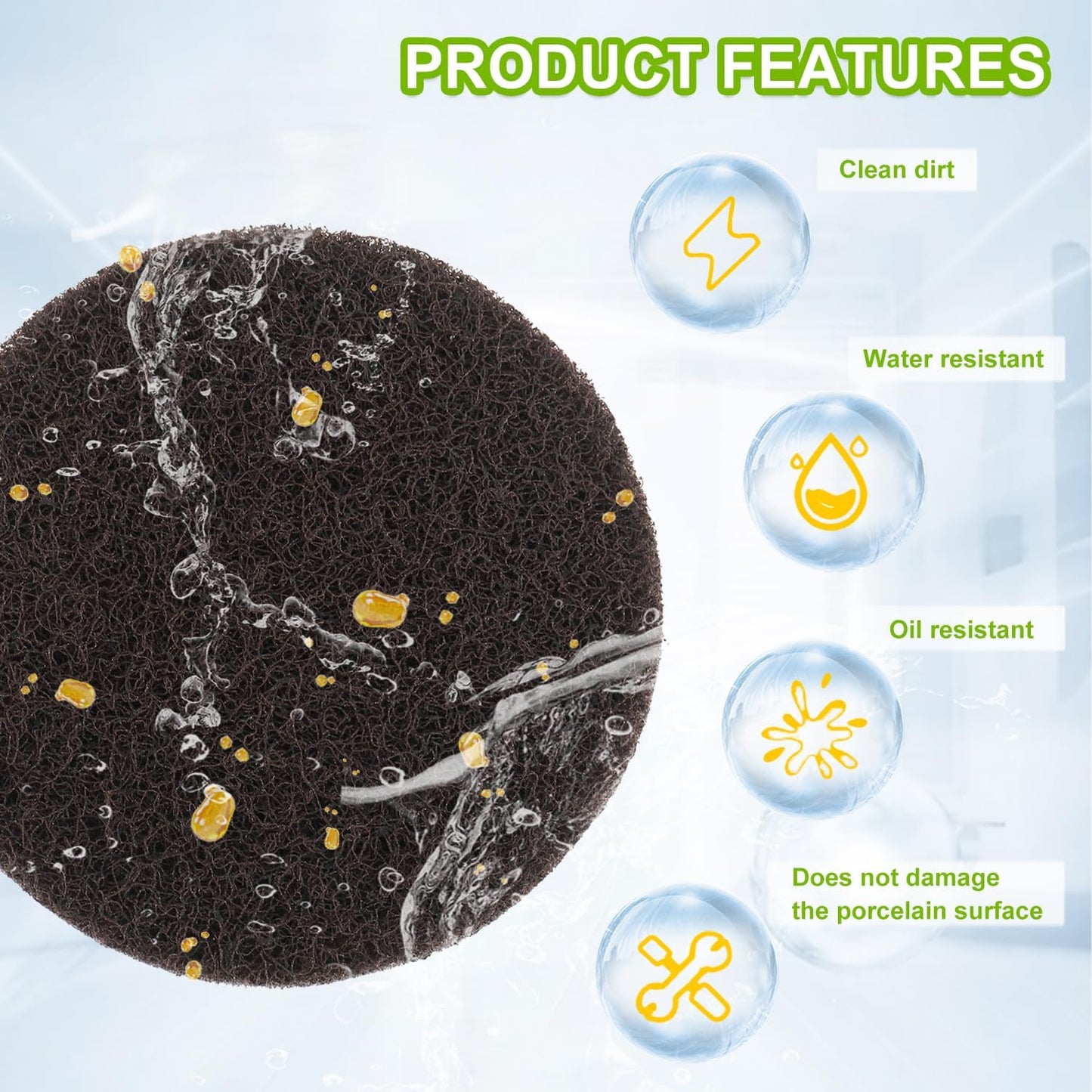 16pcs Kitchen Pads Power Scrubber Pads Set Electric Scrubber Replacement Scouring Pads fit for Dremel Versa Scouring Pads,Green