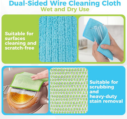 AIDEA Non Scratch Wire Dishcloth 24PK, Wire Dishwashing Rag for Wet and Dry, Dish Cloths for Washing Dishes, Cleaning Pads Steel Scrubber for Cookware, Sinks, Dishes, Stove Tops, 7"×8"