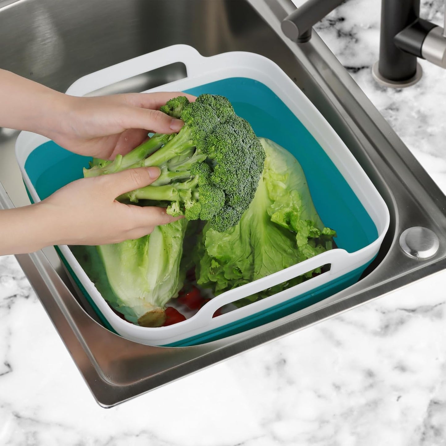 2 Pack Dishpan for Washing Dishes, 2.4Gal/9L Wash Basin with Draining Plug Carry Handles, Collapsible Bucket for Cleaning, Portable Sink, Foldable Plastic Tub