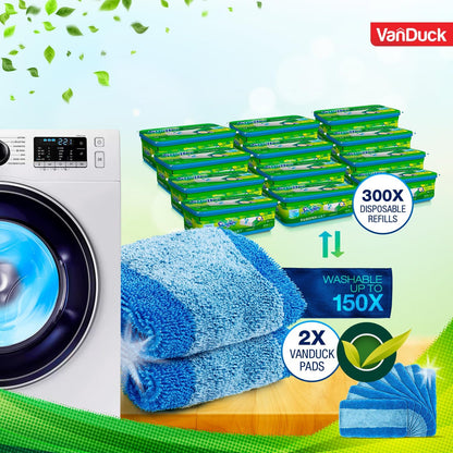 VanDuck Reusable Mop Pads Compatible with Swiffer Sweeper (4-Pack) - Washable Microfiber Mop Pads for Wet & Dry Use - All Purpose Floor Mopping and Cleaning Product