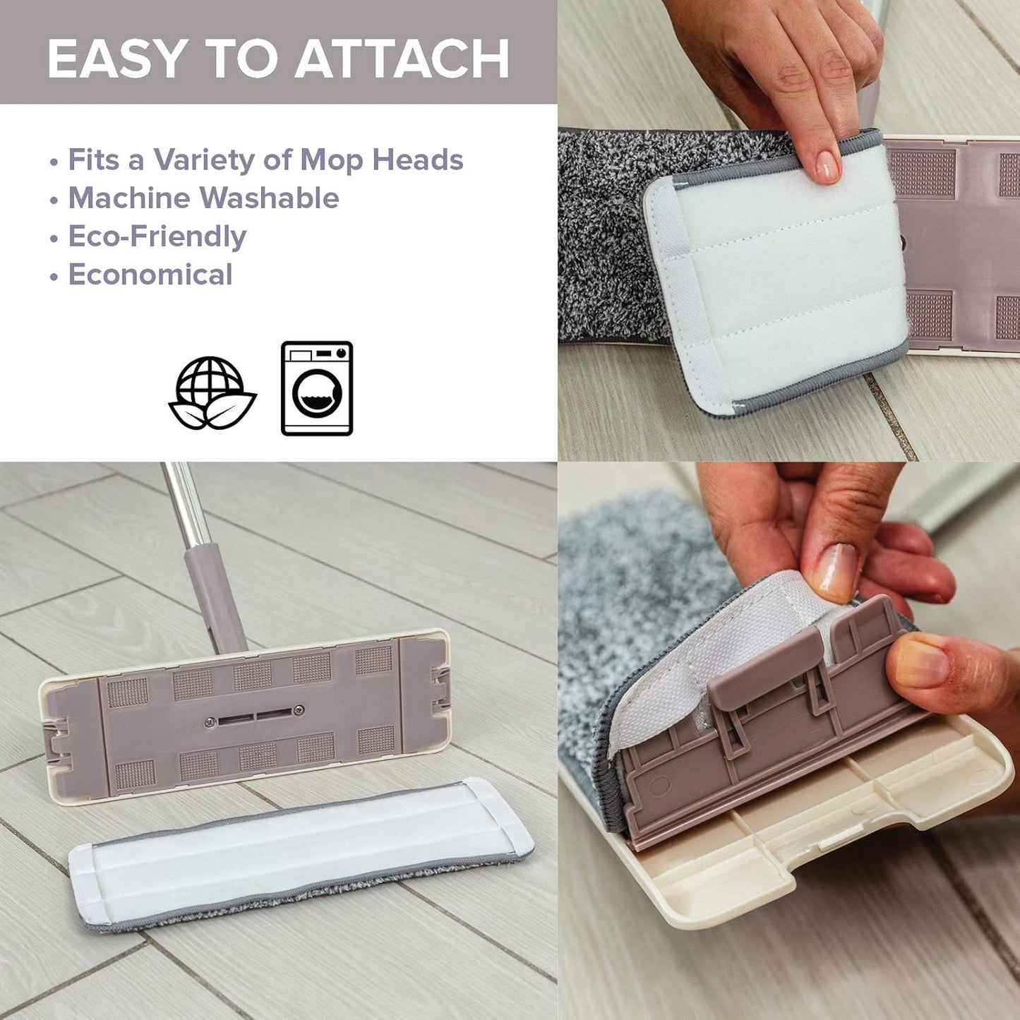 JFB Home Products Micro Flat Mop & Bucket System, Hands-Free Wringing Floor Cleaning, 3 Washable & Reusable Microfiber Pads, Wet or Dry Usage on Wood, Marble, Tile, Laminate, Ceramic and Vinyl Floors