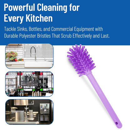 SPARTA Large Water Bottle Brush Ideal for Wide-Mouth Jars, Bottles and Tumblers, Dishwashing Tool with Handle for Home and Commercial Kitchens, Plastic, 12 Inches, White