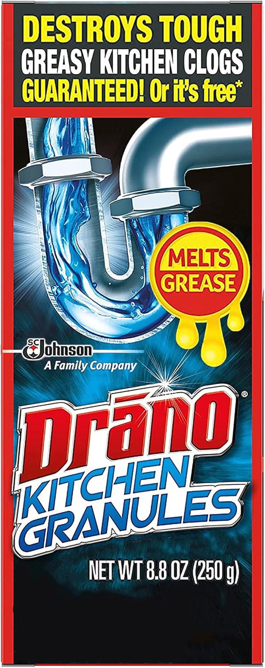 Drano Kitchen Granules Clog Remover, 8.8 oz (Pack of 3)