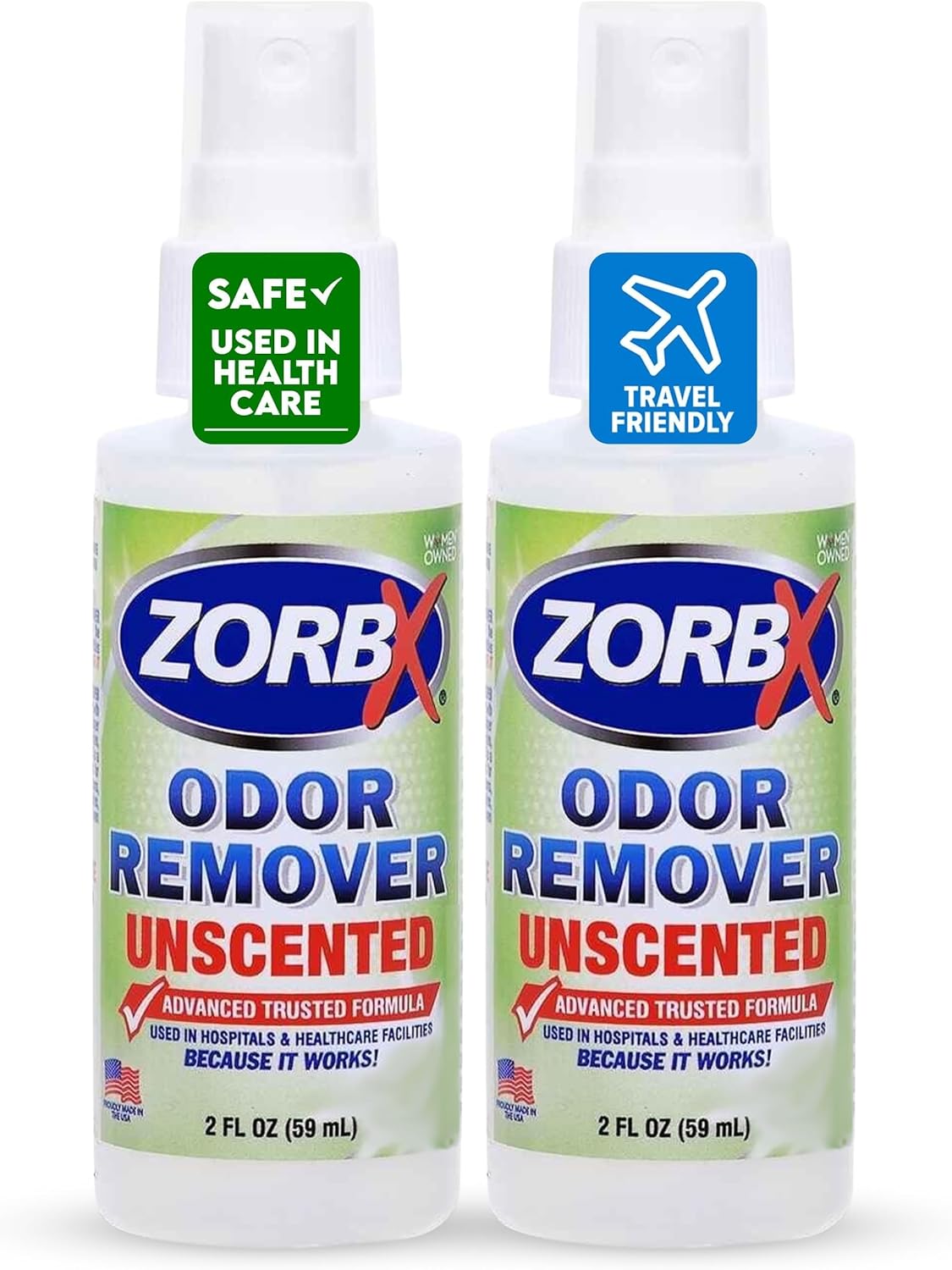 ZORBX Unscented Odor Eliminator for Strong Odor 2 Fl Oz Pack of 5 - Used in Hospitals & Healthcare Facilities - Advanced Formula, Fast-Acting Odor Remover Spray for Dog, Cat, House & Carpet