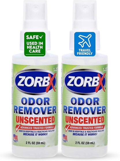 ZORBX Unscented Odor Eliminator for Strong Odor 2 Fl Oz Pack of 5 - Used in Hospitals & Healthcare Facilities - Advanced Formula, Fast-Acting Odor Remover Spray for Dog, Cat, House & Carpet