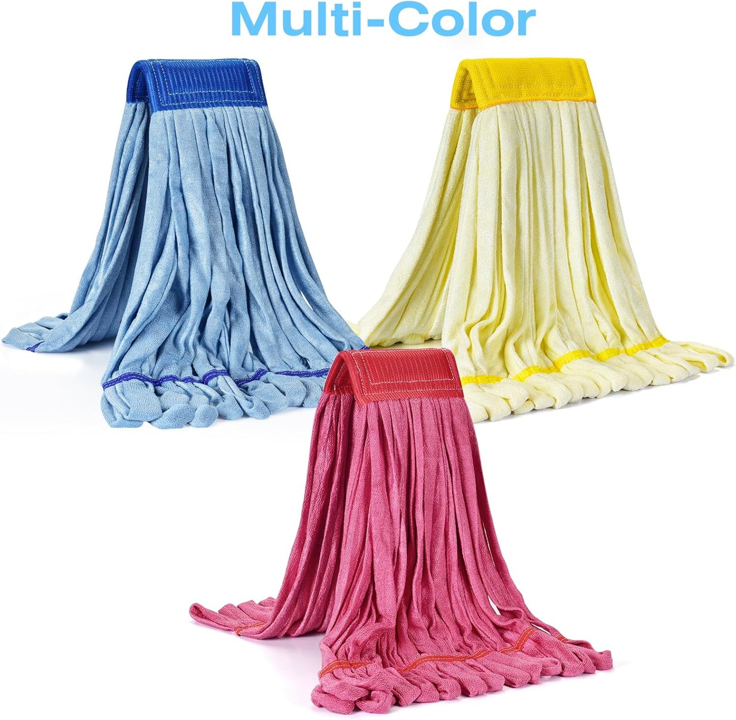 Matthew Cleaning Microfiber Tube Mop(Meduim,Blue,3Pack) Heavy Duty Mop Head Replacement,Excellent Absorbency,Premium launderability,Reusable,Loop end for Home,Commercial&Industrial Use