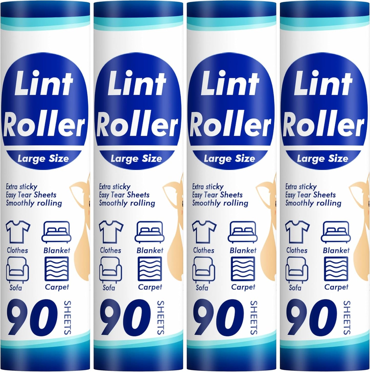 Large Lint Rollers for Carpet, 9.45'' Sticky Rollers for Floor with 360 Sheets, Extendable Long Handle Sticky Mop for Cleaning Couch, Curtains, Cars, Clothing, and Pet Hair