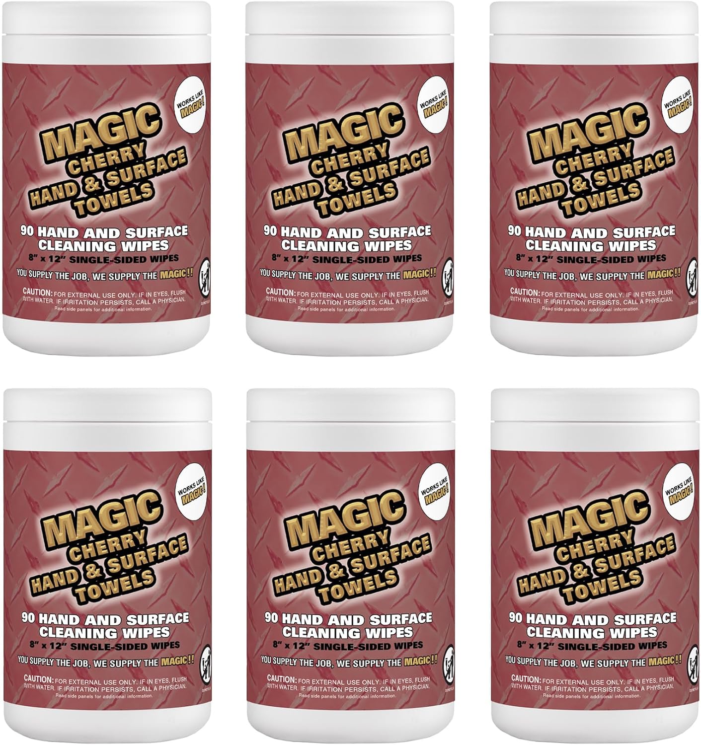 Magic Cherry Scented Heavy Duty Cleaning Wipes - Single Sided Hand & Surface Shop Towels | Professional-grade Cleaning | Waterless | Cleans Grease, Oil, Dirt, & more (1 Pack | 90 Sheets Total)
