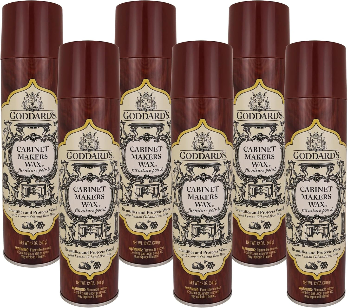 Goddard's Cabinet Makers Wax Spray, Wood Furniture Polish, Conditioner and Dust Cleaner with Bees Wax and Lemon Oil, Shine & Stain Protection, 12 oz