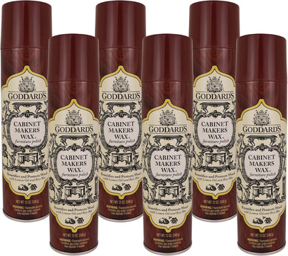 Goddard's Cabinet Makers Wax Spray, Wood Furniture Polish, Conditioner and Dust Cleaner with Bees Wax and Lemon Oil, Shine & Stain Protection, 12 oz